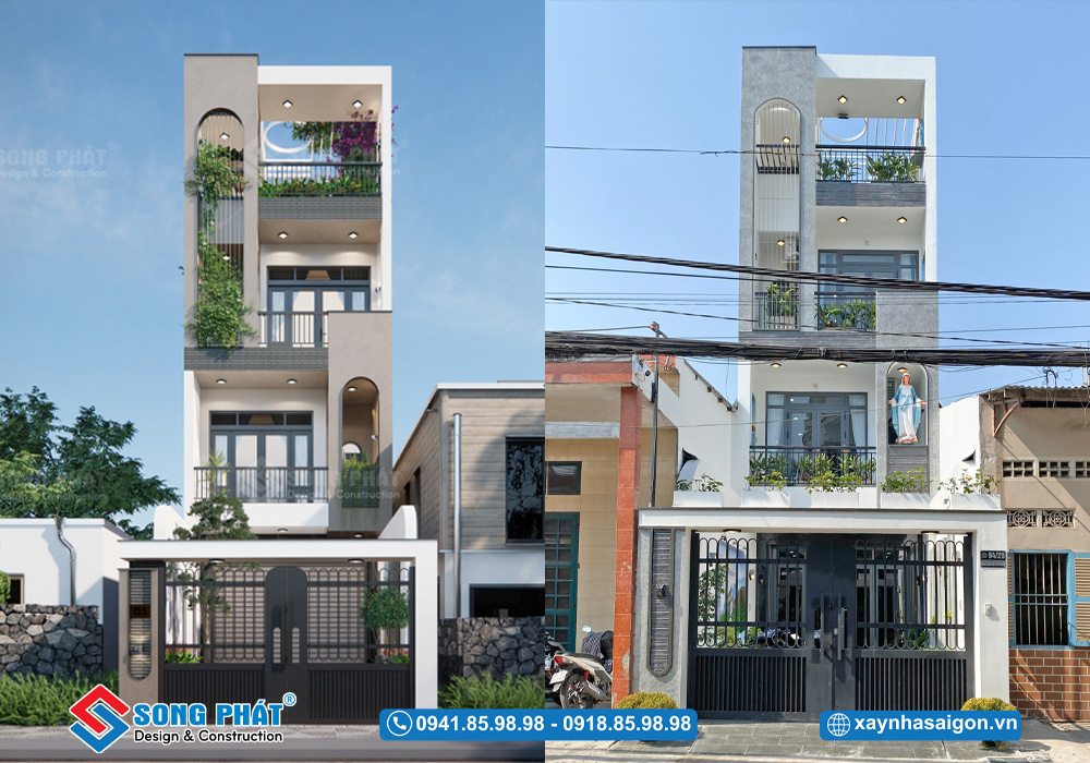 Nhà trệt 2 lầu sân thượng 4m5x37m, CĐT anh Danh – Biên Hòa