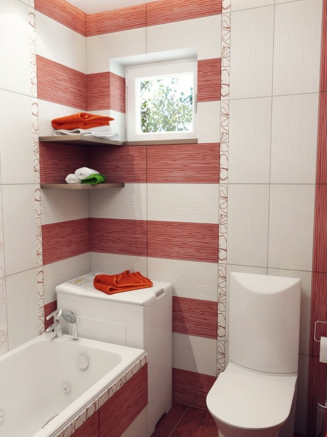 Red white stripe bathroom