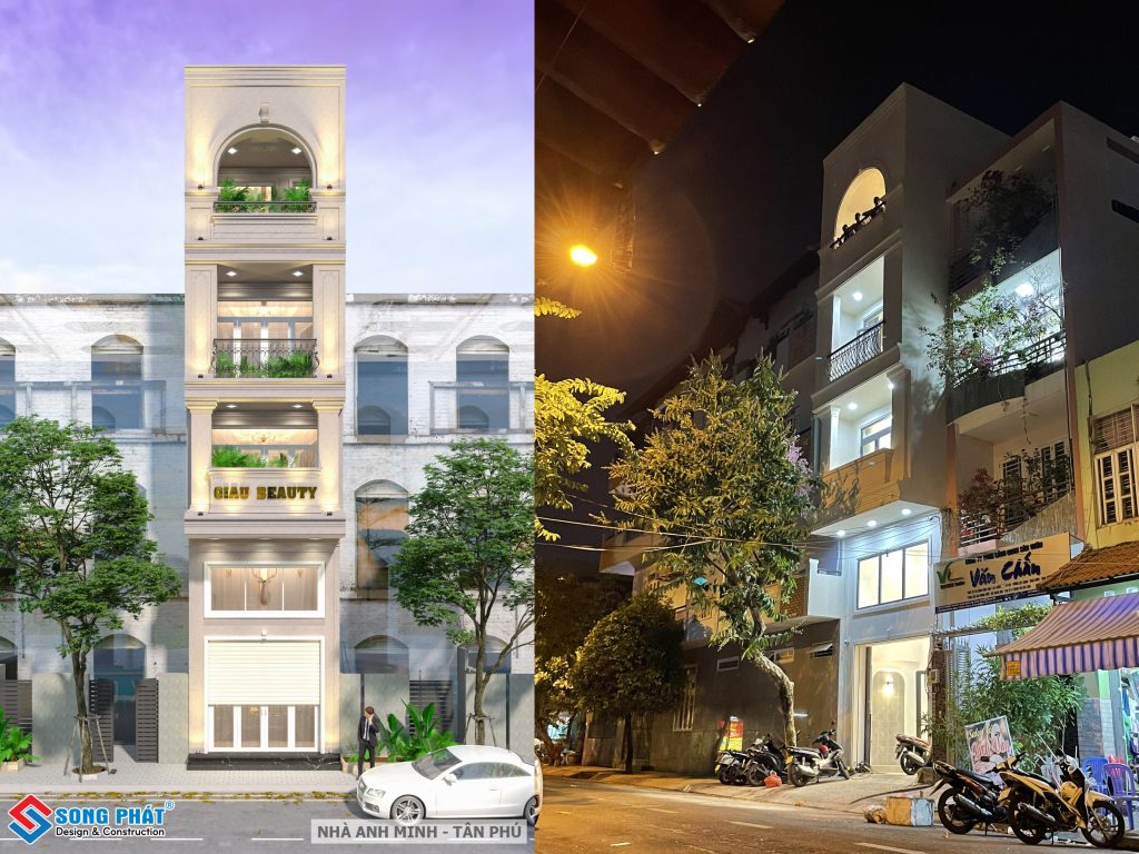 Mẫu 29. Nhà phố 5 tầng của gia đình anh Minh tại Tân Phú đã được bàn giao giống với phối cảnh ban đầu. 