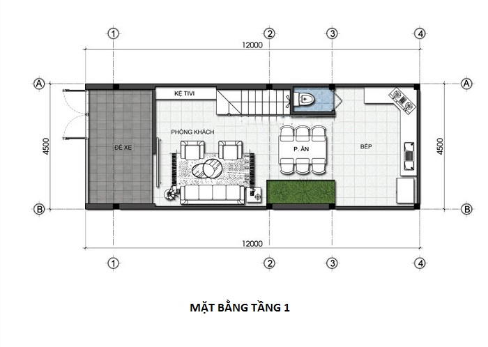 thiết kế nhà ống 4,5x12m