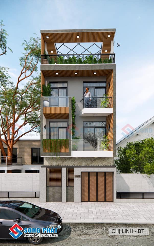 Thiết kế nhà trệt 2 lầu 1 tum cho CĐT chị Linh - Quận Bình Tân. 