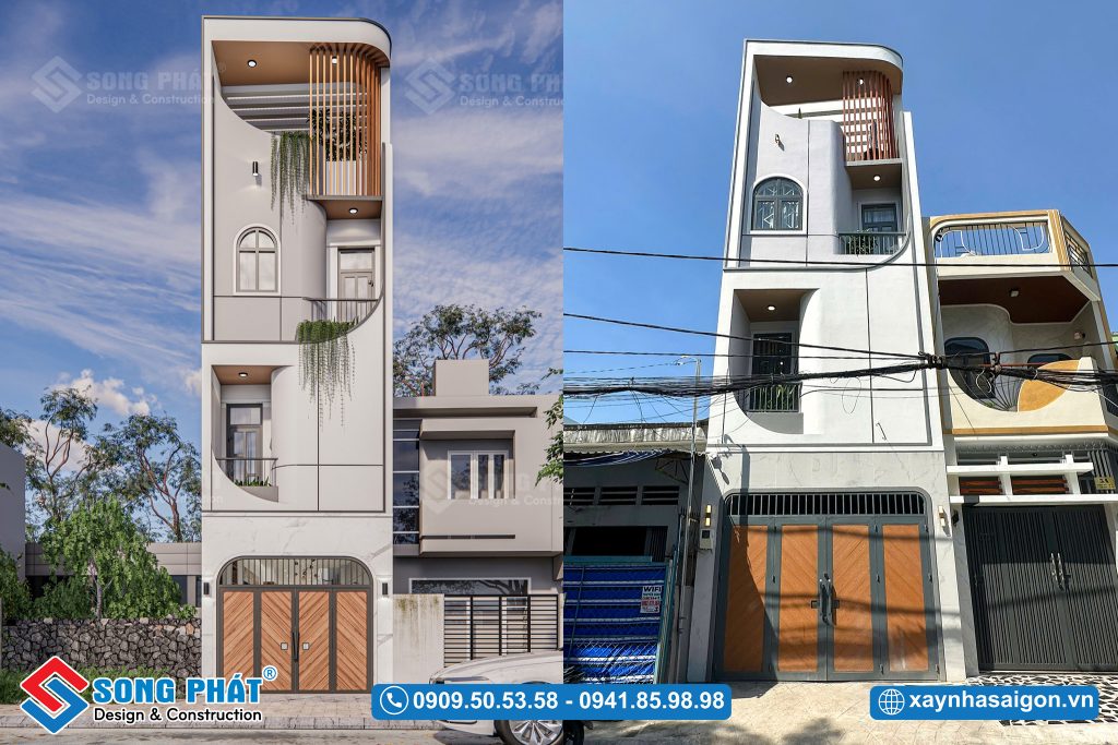 Mặt tiền không gian ngôi nhà 4x18m