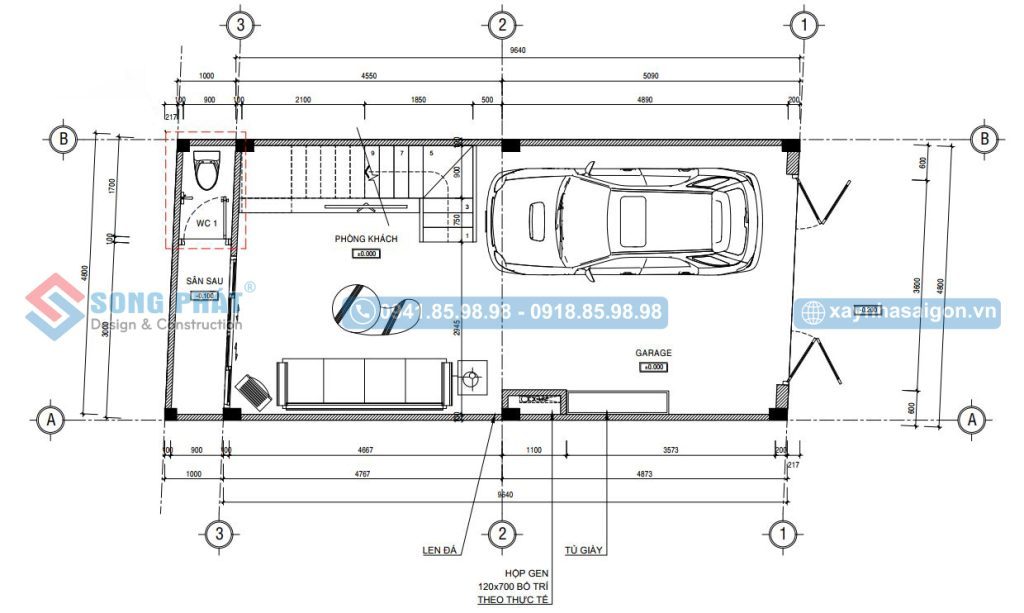 Mặt bằng bố trí vật dụng tầng trệt 
