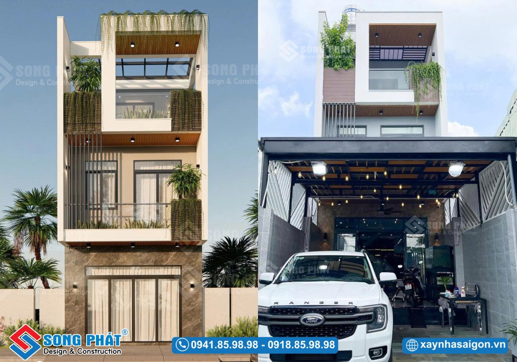 Hoàn thiện nhà phố có Garage để xe độc đáo 