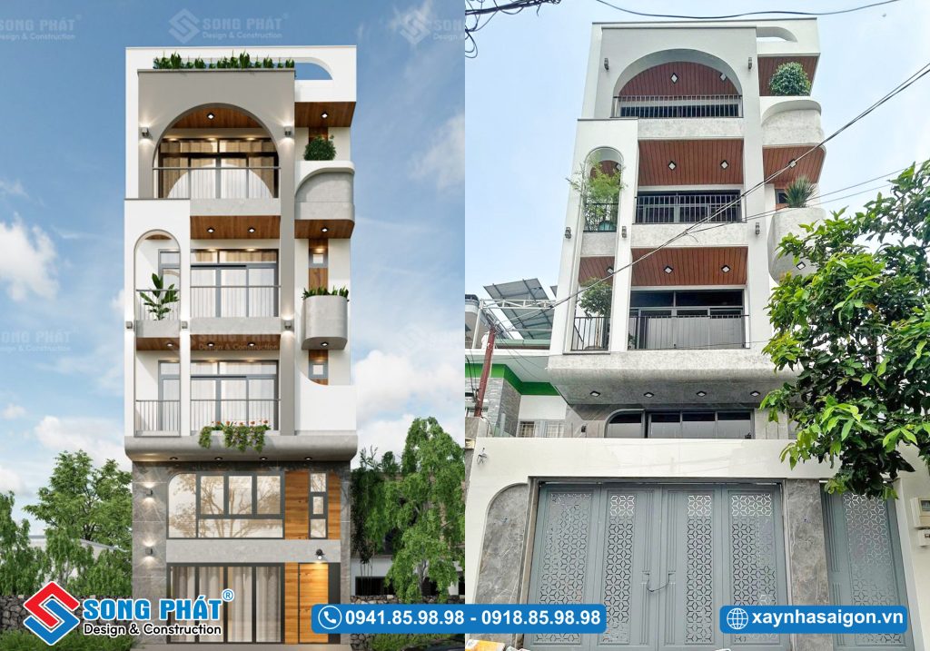 Hoàn thiện nhà phố có garage ô trước nhà 6m5x15m5