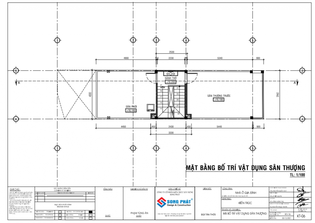 Mặt bằng bố trí vật dụng sân thượng