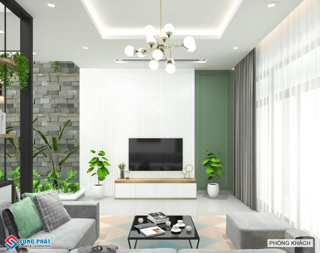 thiết kế cây xanh trong phòng khách