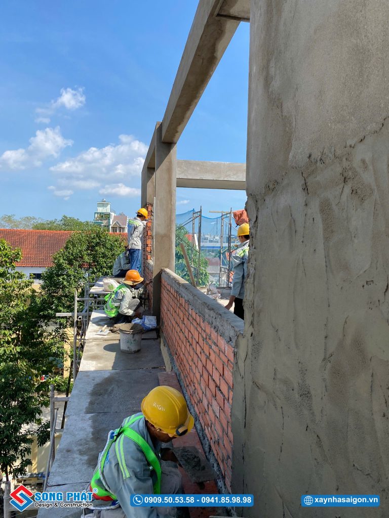 Tô trát tường trong và ngoài nhà là hoàn thành xây thô.