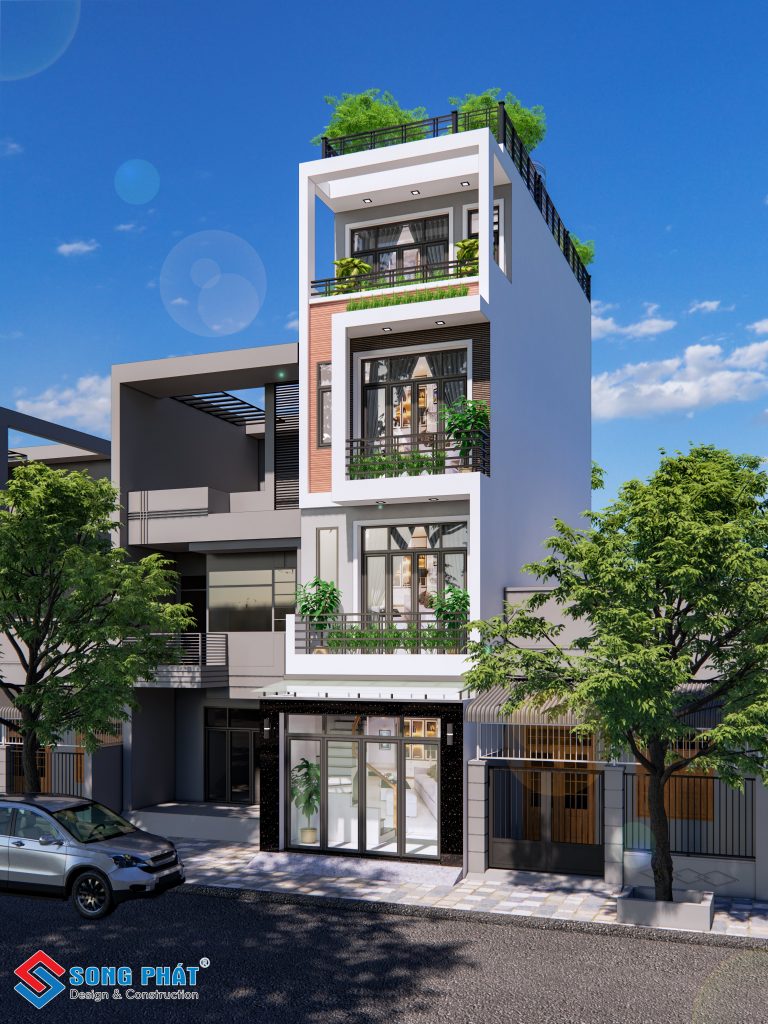 Mẫu 4. Nhà 4 tầng hút mắt với một vẻ ngoài hiện đại thời thượng