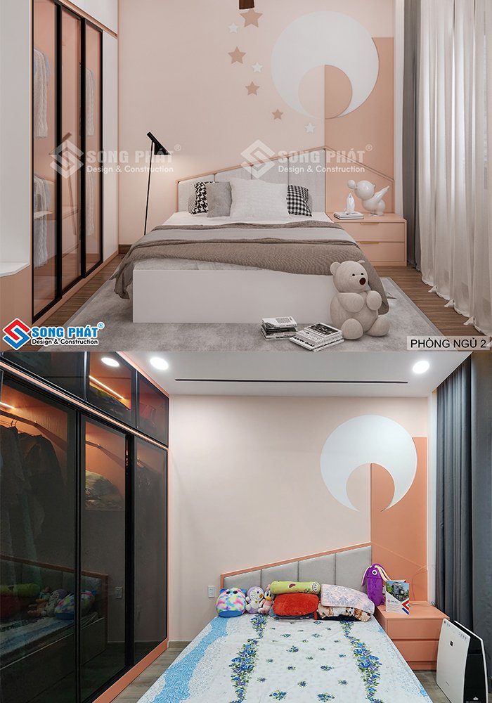 Phòng ngủ cho con với tone màu cam yêu thích của bé