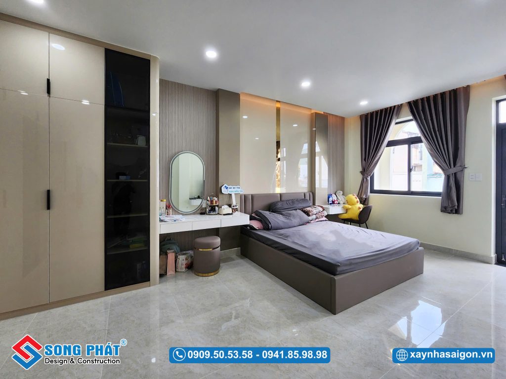 Phòng ngủ Master rộng rãi, tối ưu các vật dụng tạo không gian sinh hoạt thoải mái
