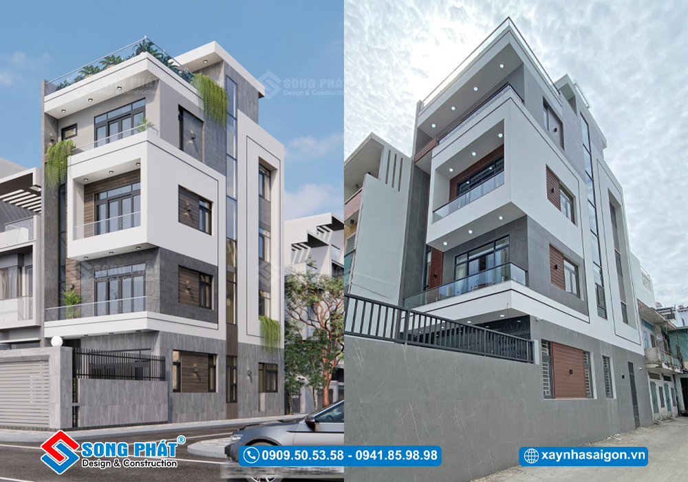 Nhà phố 4 tầng 6m4x20m, CĐT chú Thủy - Tân Bình