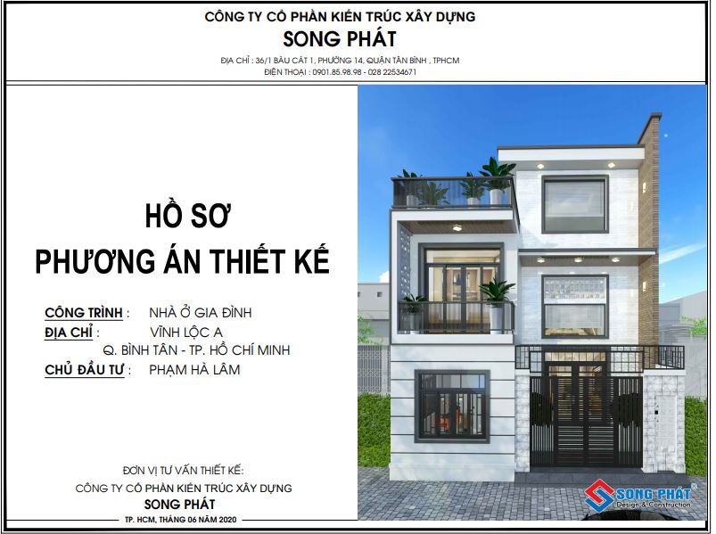 Quy trình thiết kế nhà phố in bìa hồ sơ.