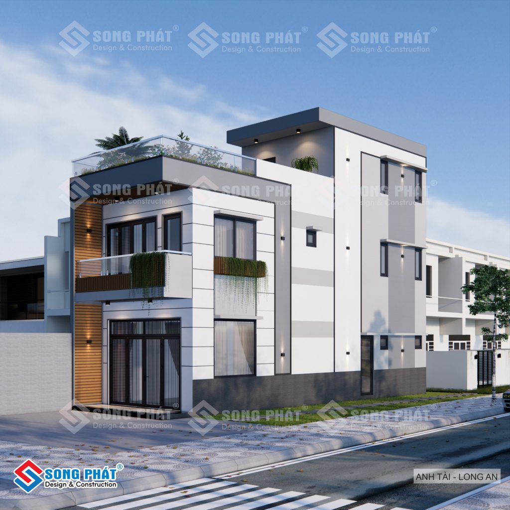 Phương án 3D mặt tiền gia đình chốt thi công