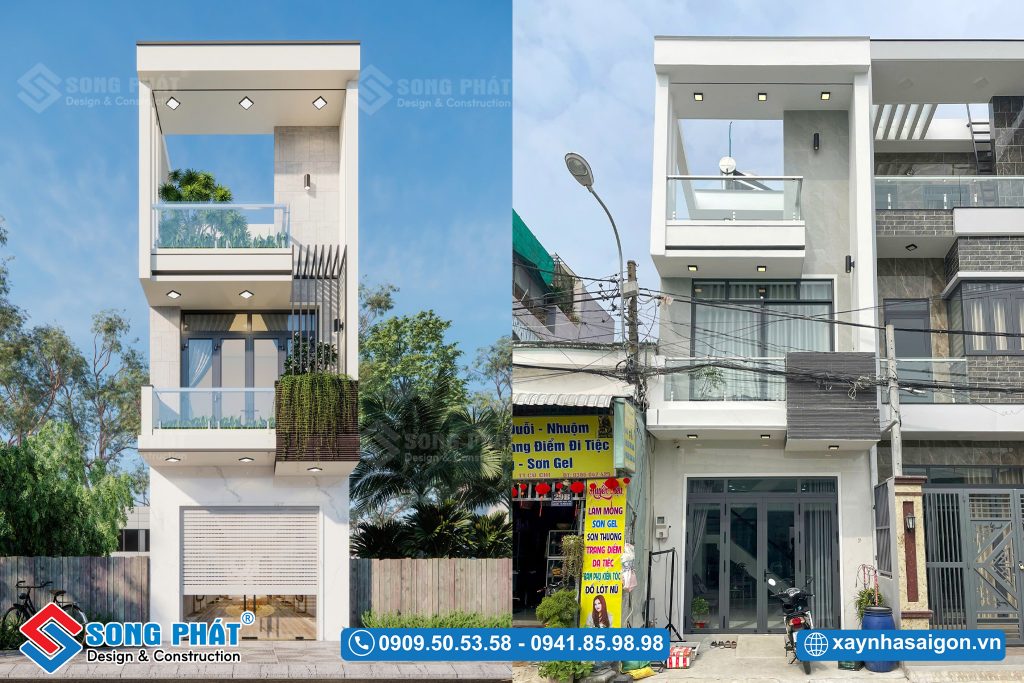 Mẫu nhà trệt 1 lầu sân thượng 4×16m8 của anh Khương - Củ Chi
