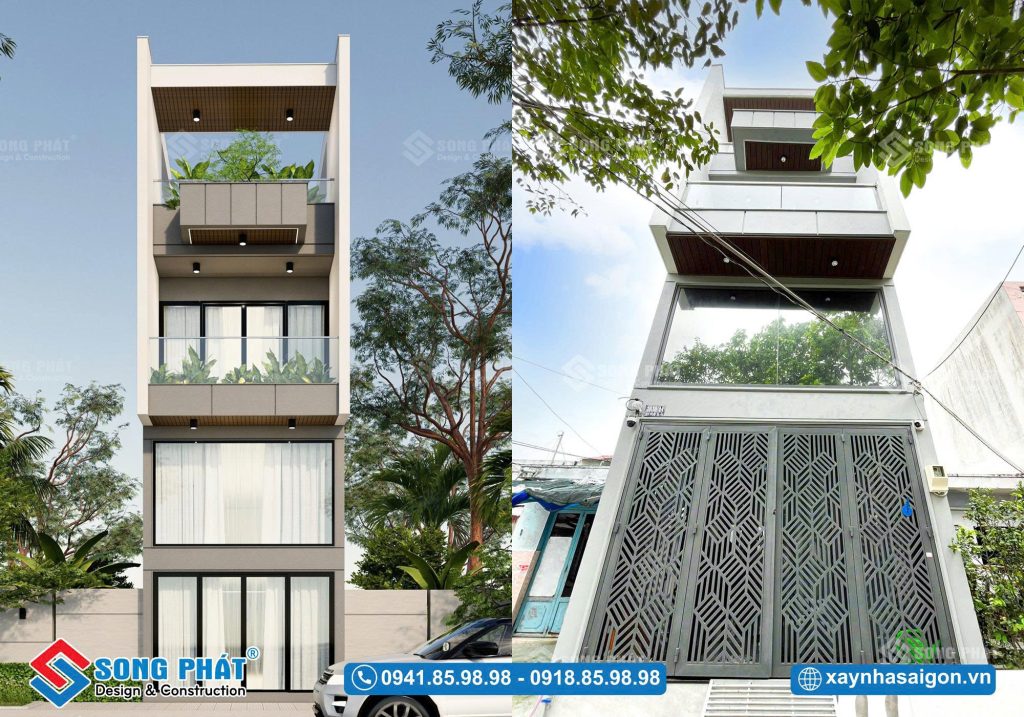 Một góc nhìn khác cho mặt tiền nhà 4x14m trệt lửng một lầu