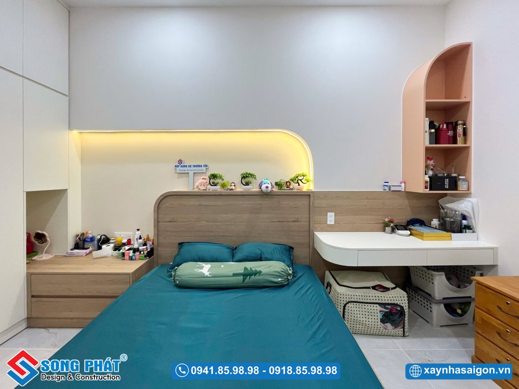 Không gian phòng ngủ yên tĩnh, phù hợp cho sinh hoạt riêng tư.