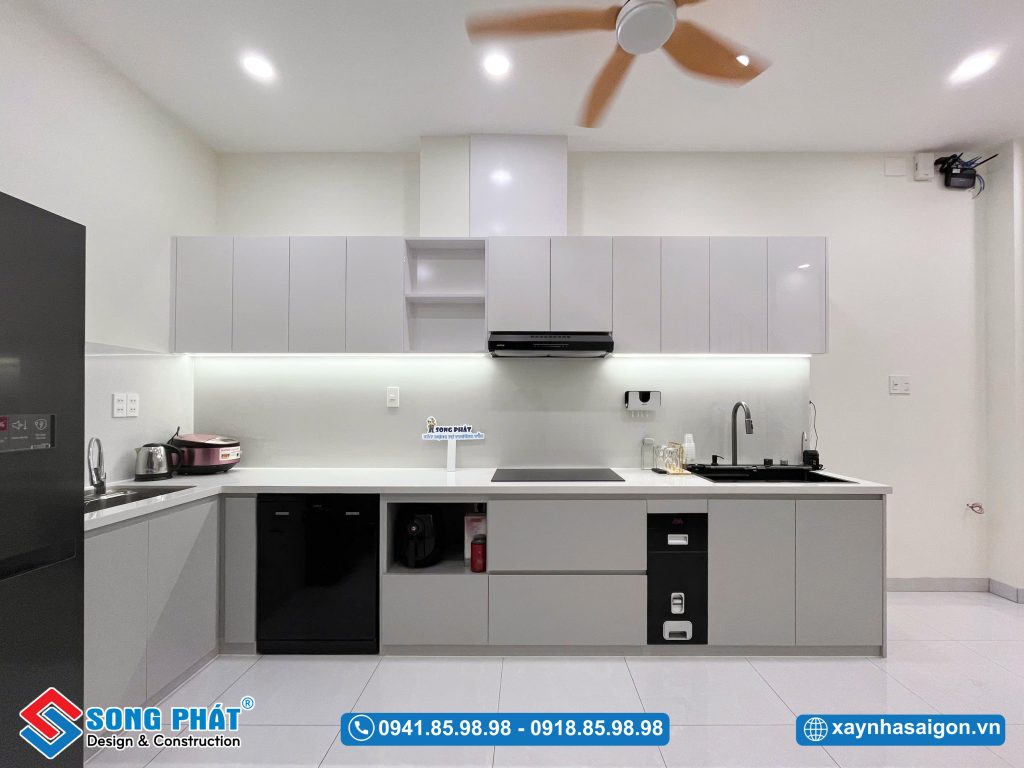 Khu vực bếp tone màu nhẹ nhàng