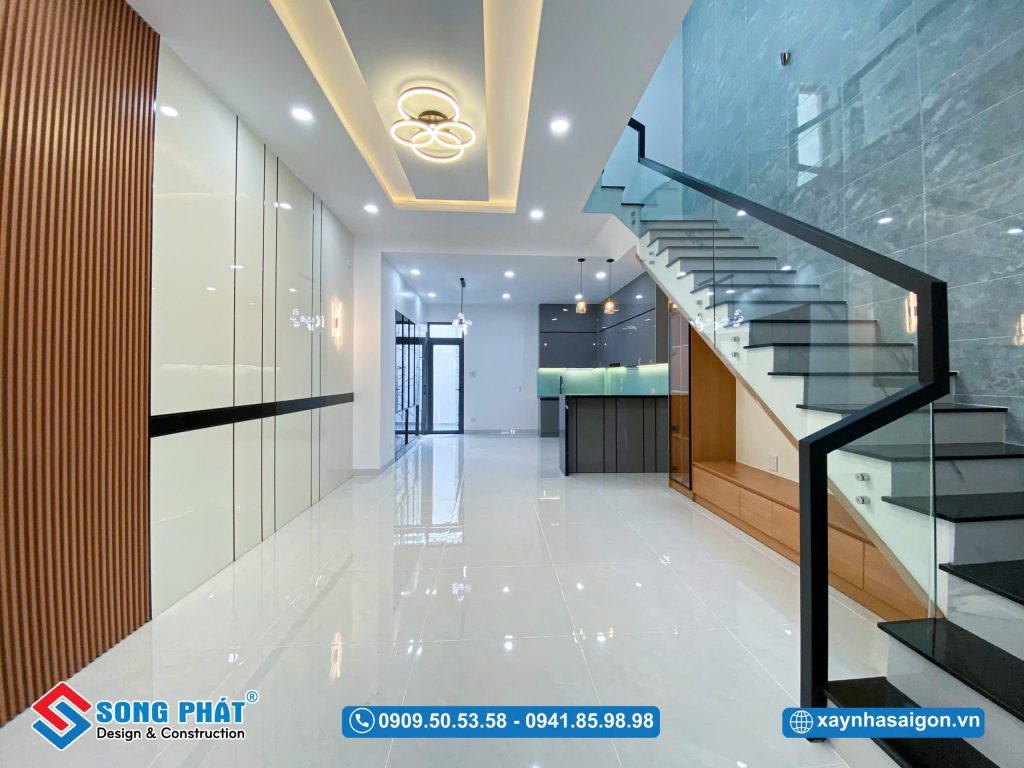 Bố trí không gian nhà với tone màu nhẹ nhàng
