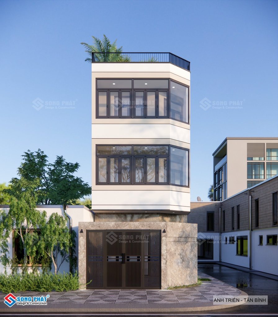 Nhà ống 3 tầng với thiết kế hình khối đơn giản