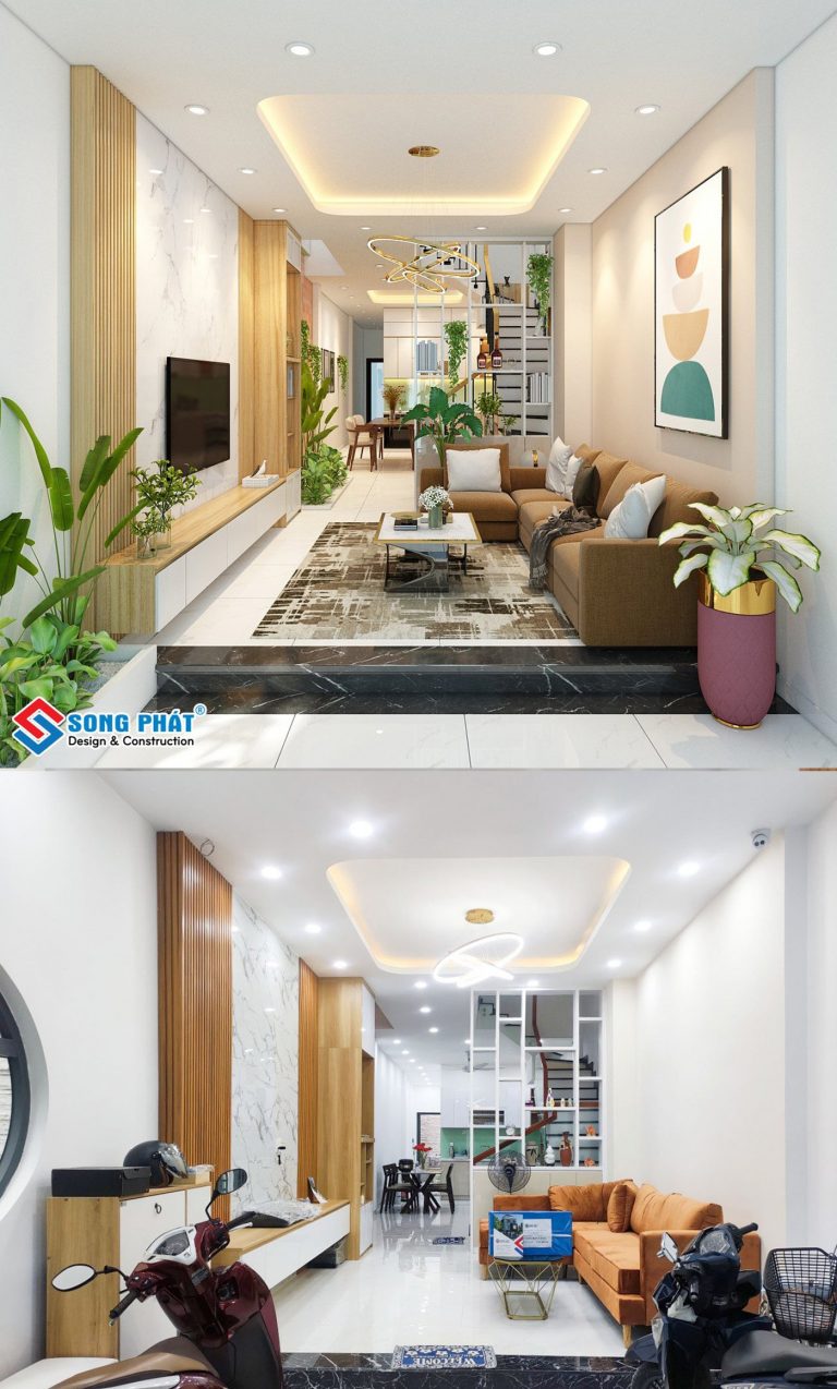 Thiết kế mẫu nhà 4x22m trệt 2 lầu 1 tum full nội thất