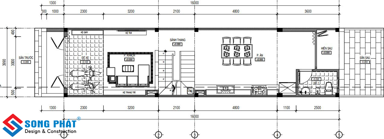 Thiết kế và thi công nhà trệt 1 lầu sân thượng 4x16 nội thất hiện đại Tret-lau-san-thuong-4x16m-1