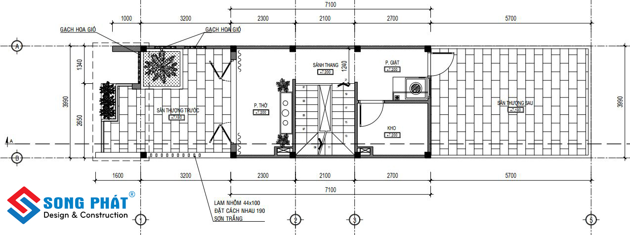 Thiết kế và thi công nhà trệt 1 lầu sân thượng 4x16 nội thất hiện đại Tret-lau-san-thuong-4x16m-3