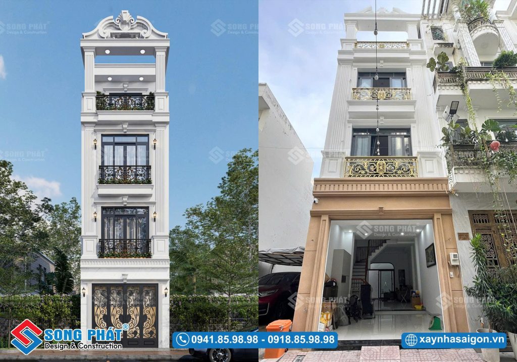 Nhà tân cổ điển 4 tầng 4x13m, CĐT anh Diệp - Bình Tân 