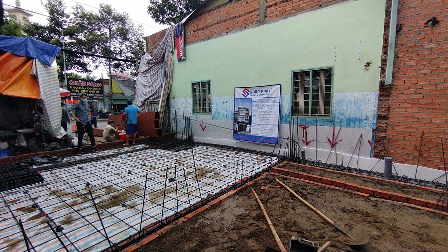 di-thep-san-tret Đi thép sàn trệt cho nhà phố 6m5x16m