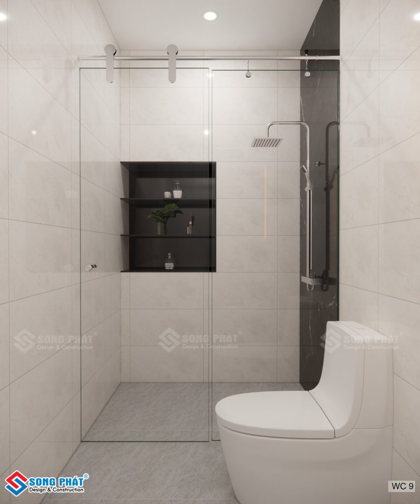 Phòng tắm kính đảm bảo sự khô thoáng, sạch sẽ cho không gian phòng tắm, nhà vệ sinh.