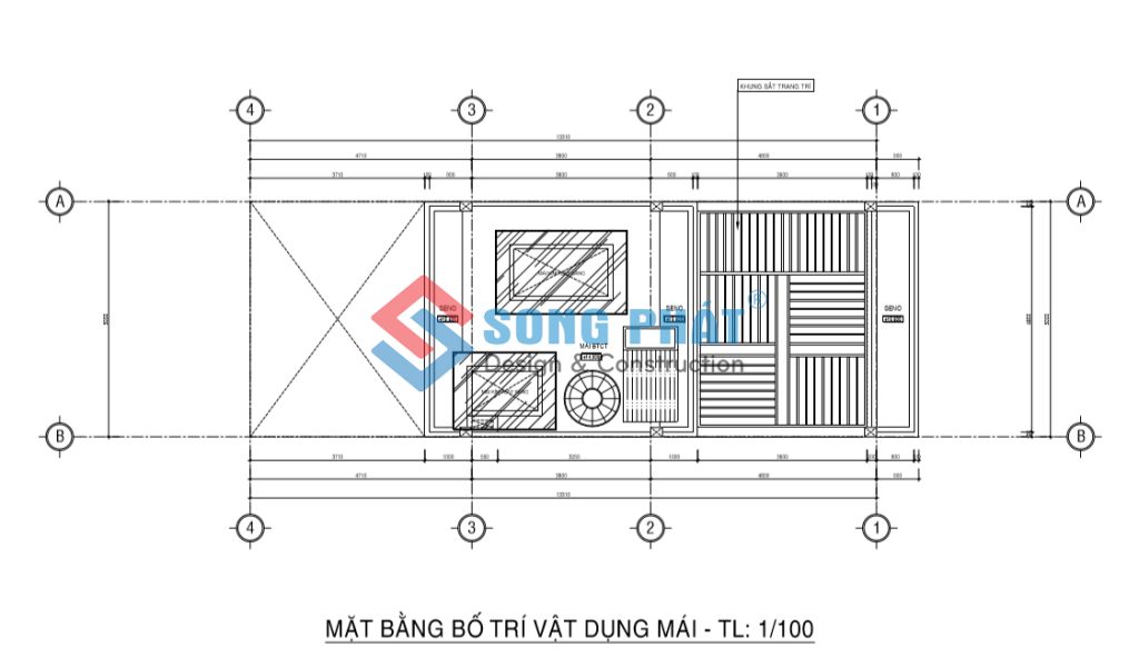 Mặt bằng bố trí vật dụng mái