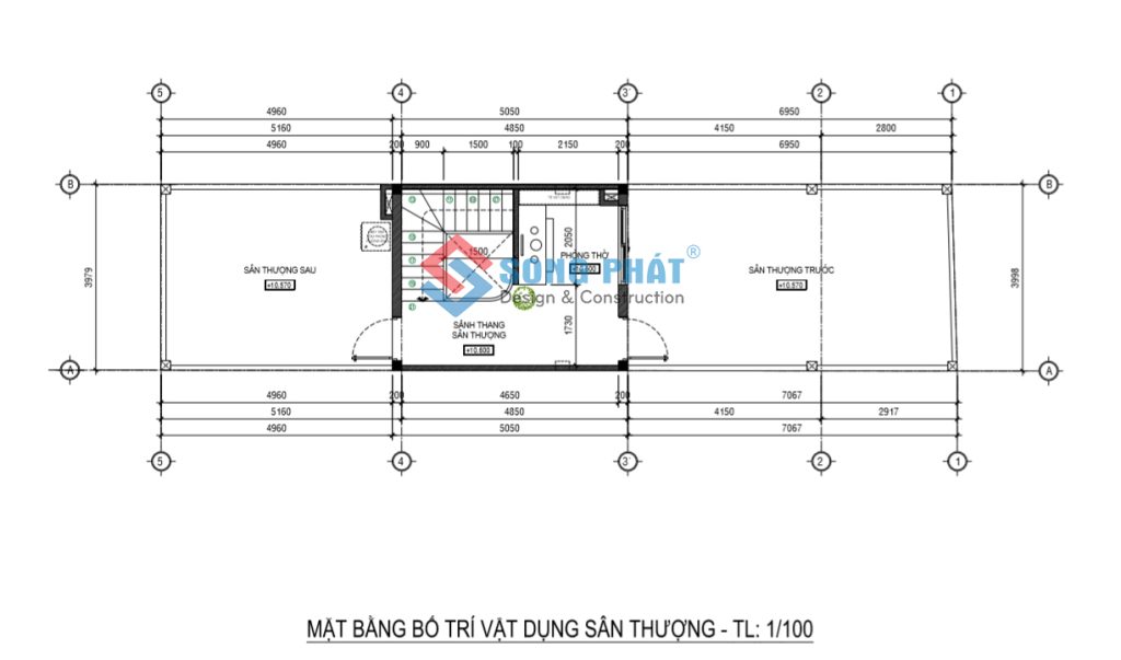 Mặt bằng bố trí vật dụng sân thượng