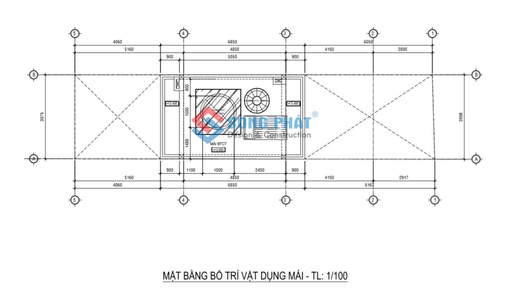 Mặt bằng bố trí vật dụng mái