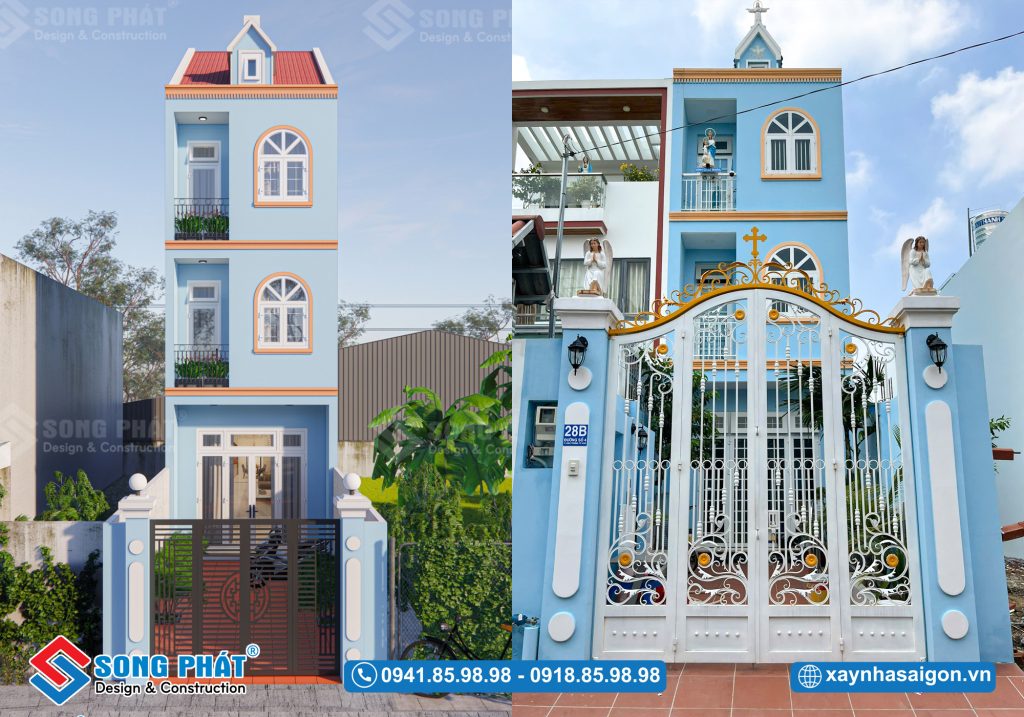 Mặt tiền nhà hoàn thiện giống 100% phối cảnh