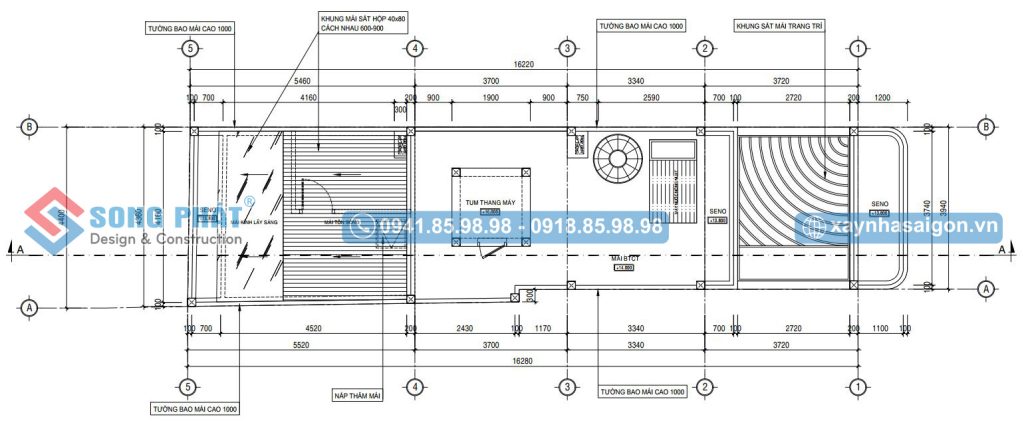 Mặt bằng mái BTCT 