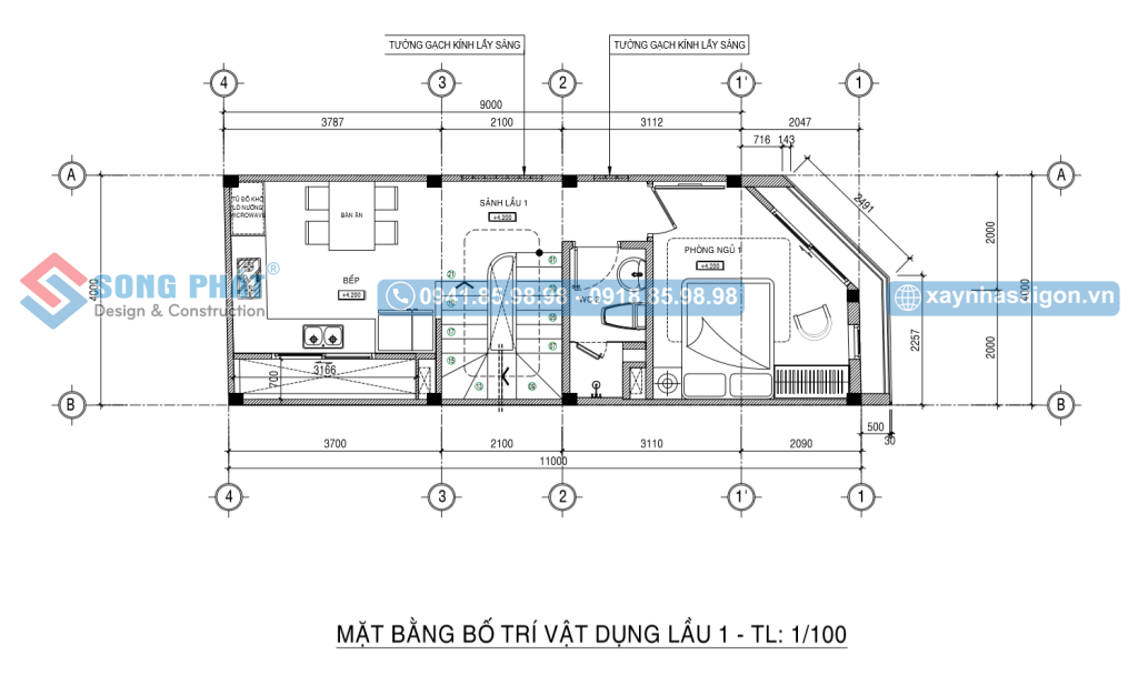 Mặt bằng bố trí vật dụng lầu 1