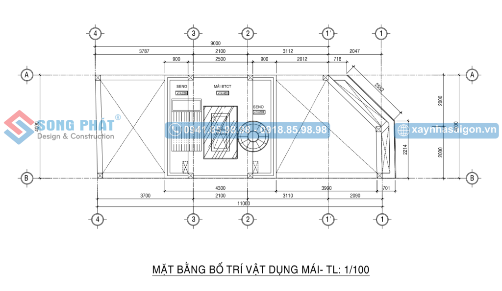 Mặt bằng bố trí vật dụng mái