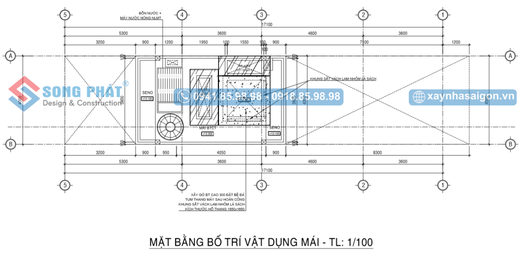 Mặt bằng bố trí vật dụng mái