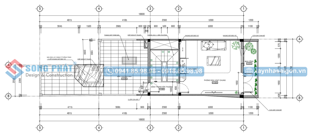 Mặt bằng bố trí vật dụng sân thượng