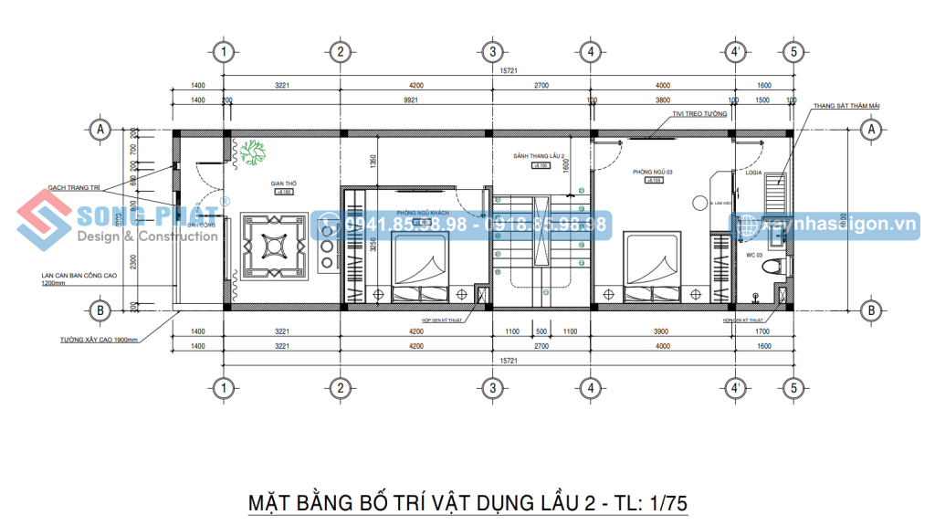 Không gian các lầu được phân chia khoa học