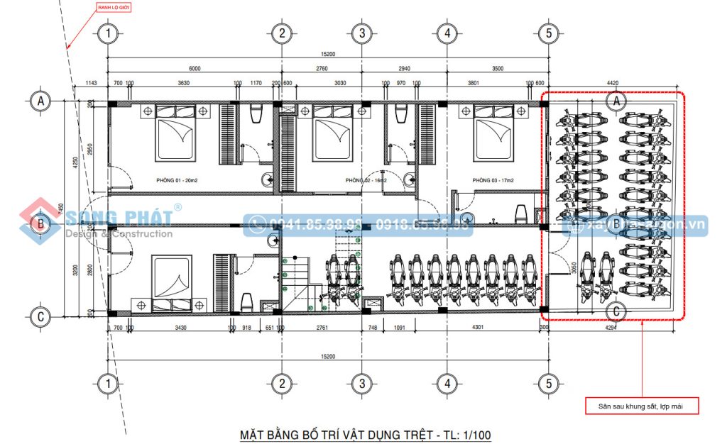 Mặt bằng bố trí vật dụng tầng trệt