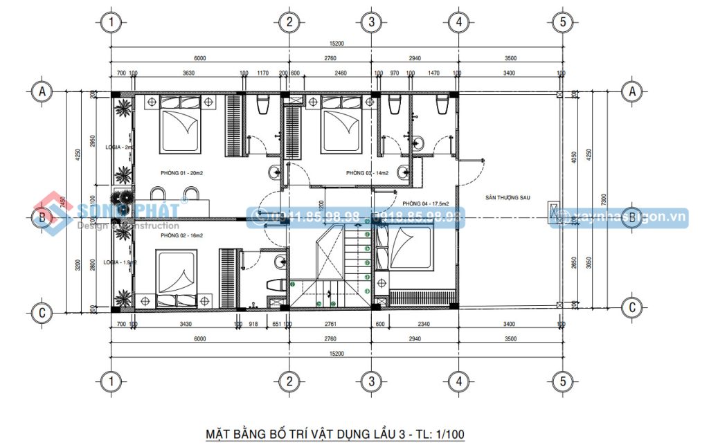 Mặt bằng công năng lầu 3