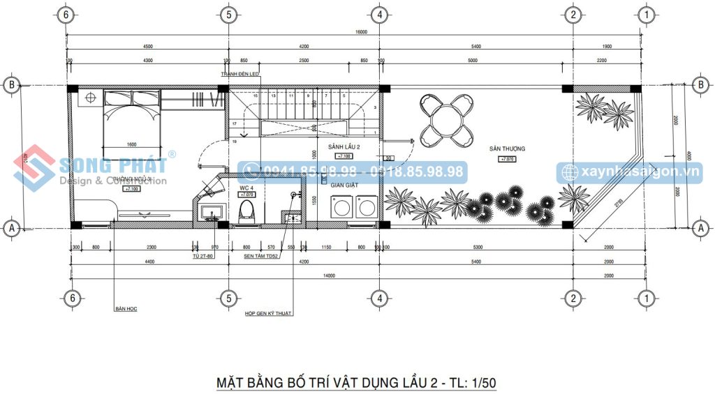 Mặt bằng công năng lầu 2