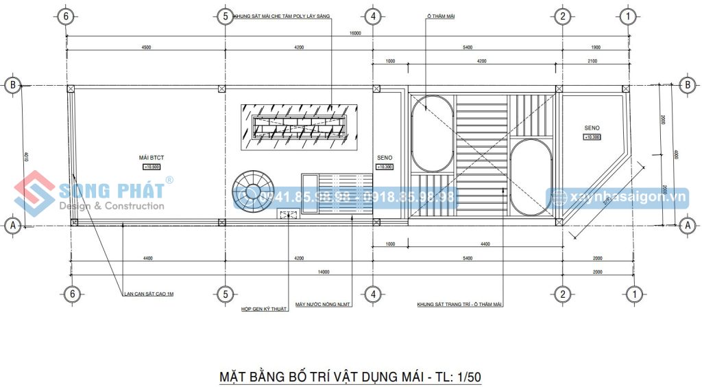 Mặt bằng mái BTCT 