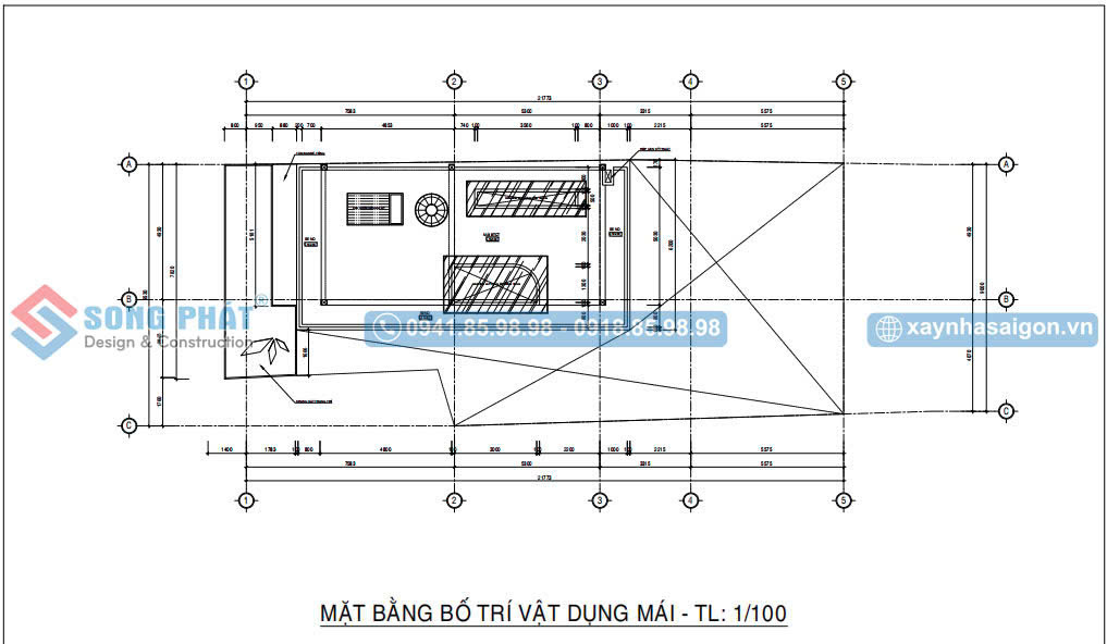 Mặt bằng bố trí vật dụng mái