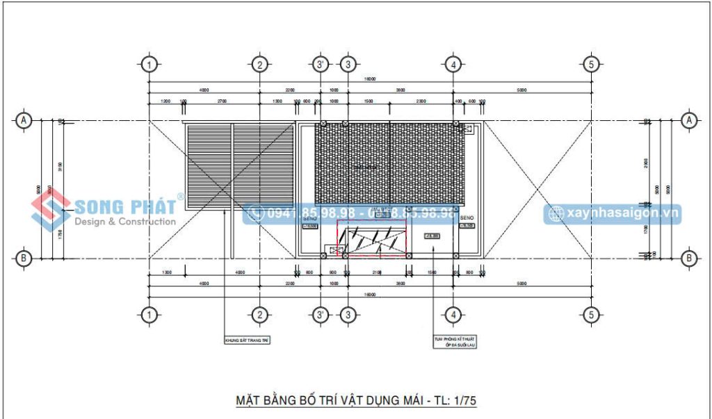 Mặt bằng bố trí vật dụng mái