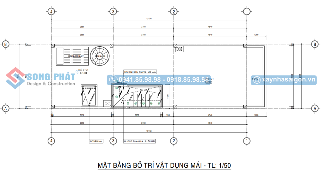 Mặt bằng bố trí vật dụng mái