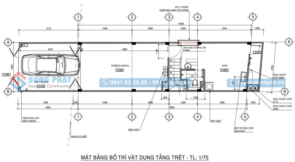 Mặt bằng công năng tầng trệt 