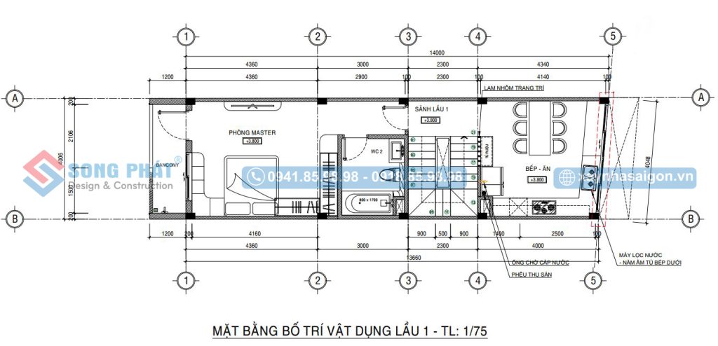 Mặt bằng công năng lầu 1