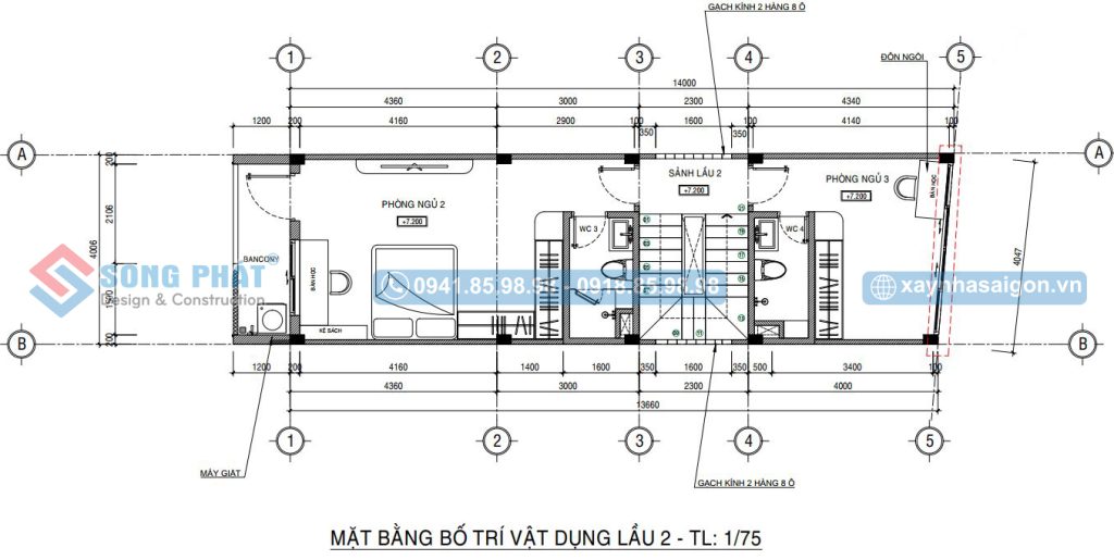 Mặt bằng công năng lầu 2